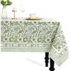 CPC COTTON PRINT CLUB CPC - Tovaglia in 100% cotone, stampa a blocchi indiani verde agata a mano, 6 posti, 152 x 228 cm, lavabile, riutilizzabile, per casa, ristorante, hotel, eventi e uso quotidiano