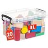 Cetomo 3L*20 Scatole Portaoggetti in Plastica, Contenitori Piccoli con Coperchi, Scatole Compatte da Scrivania, Durevoli, Stabili, Robuste, Semplici, Impilabili, in PP, Trasparenti, 3L-20 Pezzi