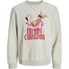 JACK & JONES Jjchristmas Sweat Crew Neck Jnr, Melange Bianco, 164 Uomo