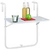 Relaxdays Tavolino Pieghevole per Balcone, 3 Altezze Regolabili, Tavolo da Appendere Ringhiera LxP: 59,5x35,5 cm, Bianco