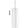 Gedy Taipei Scopino Bagno WC da Muro in Acciaio Inox Finitura Bianca, Ciuffo in Setole Nere in Nylon, Scopino WC Sospeso Fissaggio con Viti Incluse, Scopino WC da Muro con Tazza Interna Estraibile