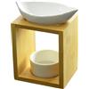 ZEN ARÔME Bruciatore profumo fogliame - Bruciatore fondente cera profumata - Diffusore olio essenziale e profumo casa - Portacandele aromaterapia porta candela in legno e ceramica decorativa - Altezza: 13 cm -