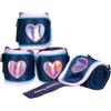 HKM Funny Horses Hearts - Bende in Pile, 150 cm, Colore: Blu Scuro