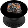 Lincoln Motorcycle Patriotic Merch Store Abraham Abe Lincoln Motorcycle USA Flag Biker 4 luglio PopSockets PopGrip Adesivo