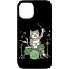Drumming Cat Playing Drums Gifts Men Wom Custodia per iPhone 12/12 Pro Gatto che suona la batteria batterista batterista Amante della musica Bacchette per batteria