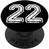 Sports Numbers Store Numero 22 in Grungy White PopSockets PopGrip Adesivo