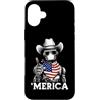 Merica USA Patriotic Cute Funny 4th of J Custodia per iPhone 16 Plus Robot Ingegnere Robotica AI Scienza Bandiera Americana Bandana