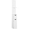 Easycomfort Colonna Bagno con 2 Ripiani e 2 Armadietti, Mobile Alto Salvaspazio 15.2x29.8x118 cm, Bianco
