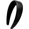 Loneedy - Cerchietto per capelli rigido da donna, in pelle, imbottito, largo 4,3 cm, colore nero