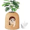 Klippehop Lettiera per gatti nascosta per piante, in rattan sintetico intrecciato a mano, mobili per gatti in vimini, per interni, soggiorno, camera da letto, balcone, porta ad arco
