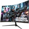 CRUA Monitor da gaming curvo da 27 pollici 144Hz/200Hz, monitor per computer FHD 1920 * 1080P 1800R senza cornice, 1ms GTG con FreeSync, Low Motion Blur, Eye Care, VESA100*100, DisplayPort, HDMI, Nero