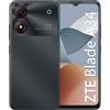 ZTE Blade A34 Grey - Smartphone 6.6 HD+, Fotocamera 8MP, Batteria 5000mAh, 4 GB RAM e 64GB ROM, Octa-Core, Android 13, Riconoscimento Facciale, Display Waterdrop, Memory Fusion