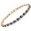 RIZILIA Bracciale Tennis Donna Zaffiro — 25 Pietre Zirconia 6,25 CTTW, Placcato Oro Giallo 14K, Gioielli Regalo Donna Compleanno, 18cm