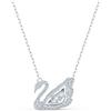 Swarovski Collana da donna collezione dancing swan. Gioiello realizzato in lega di metalli anallergizzante e placatura rodio zirconia white di colore cry. Misura: 38/1. 7x1. 2 cm