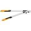 Fiskars Troncarami a incudine per legno secco e duro, Sistema a ingranaggi PowerGear X, Misura L, Diametro di taglio: 5.5 cm, Rivestimento antiaderente, Acciaio temprato, Nero/Arancione/Argento, Lunghezza: 80 cm, LX9
