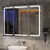Xbro Armadietto Bagno con Specchio e Luce LED Regolabile, Mobile Bagno con Presa e Ripiano Laterale, Specchio Bagno Contenitore Sospeso per Spazi Compatti 80x16x60 cm