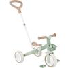 GLOBBER Learning Trike 3 in 1 Plus ECO - Triciclo e girante per bambini, 8/7, sella TPR, altezza regolabile, verde salvia