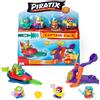 PIRATIX ADVENTURE WORLD Shark Treasure, Captain Pack, Saw con 4 Piratix, 1 capitano d'oro, 4 accessori 'Cristalli', Sea Speeder, catapulta, 2 bandiere effetto vetro, confezione da 1/6