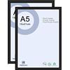 YEEPHAN Set di 2 cornici per foto formato A5/21 x 15 cm, colore nero, in metallo e alluminio, con parte anteriore in plexi-glass, per tavolo e montaggio a parete