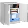 STAKMANN Armadio in Metallo da Arredo Ufficio con 2 Chiavi e Serratura, Armadietto Grigio Ideale per Garage, Casa, Lavoro, Mobile Archiviazione Faldoni, Archivio Studio Porta Documenti (2 Ante)