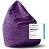DS Produkte Pouf Lumaland Luxury XL PLUS Pouf elegante - 220 L di imbottitura con cuciture extra resistenti - Viola