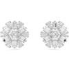 Swarovski Orecchini a lobo Idyllia, Taglio misto, Fiocco Di Neve, Bianchi, Placcato rodio