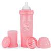 Twistshake Biberon Anti-Colica con Contenitore per Latte in Polvere e Miscelatore, 330ml, Capezzolo Simile al Seno in Silicone a Flusso Rapido, Senza BPA, Adatto Bambini dai 4 Mesi in su, Rosa Chiaro