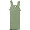 Basic Cotton Canotta Cotone Costine Spallina Pizzo, VERDE MELA