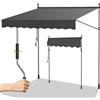 Randaco Tenda da Sole a Bracci con Manovella, 200x120cm Regolabile in Altezza, resistente ai raggi UV, Senza Forare, In Metallo e 100% Poliestere, Facile da Installare, Grigio