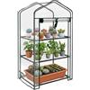 Outsunny Serra da Balcone a 3 Livelli con Porta Avvolgibile, Serra per Orto con Struttura in Acciaio e Copertura PVC, per Piante Orto Verdure Fiori Frutta, 59x39x127 cm, Trasparente