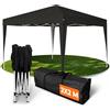 Kronenburg Gazebo Pieghevole 2x2m Impermeabile con Protezione UV 50+, Padiglione Rapido da Giardino, Incluso Borsa e Picchetti, Struttura Robusta, Altezza Regolabile, Nero