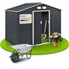 Juskys Casetta per gli attrezzi in metallo XL 9m³ con tetto a uno spiovente, porta scorrevole e fondamenta - 277 × 191 × 192 cm - antracite - capanno per gli attrezzi Casetta da giardino