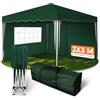 Kronenburg-Store Gazebo Pieghevole 3x3m Impermeabile, Tendone da Giardino con 2 Pareti Laterali, Protezione UV 50+, Borsa di Trasporto, Ideale per Feste e Mercati, Vert