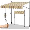 Randaco 400x120cm Tenda da Sole, Tenda da Balcone Avvolgibile a Barra Quadra con Manovella, Regolabile in Altezza, Tenda resistente per Esterno ai raggi UV, Senza Forare, Giallo Blu