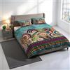 Italian Bed Linen Parure Copripiumino Stampa Digitale KIOSA, 100% cotone Made in Italy, Set Copripiumino Letto Matrimoniale Sacco Piumino 250x200cm+2 federe 50x80cm - KIO657