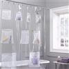 Plutreas Tenda da doccia con 9 tasche, 182,9 x 182,9 cm, trasparente