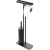 Brabantia - Mindset Piantana da Bagno - Mensola da Bagno - Portarotolo e Scopino Igienico - Acciaio Resistente alla Corrosione - Base Stabile ed Antiscivolo - Infinite Grey - 75.5 x 12.5 x 29 cm