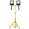 LZQ 2 x Faretto LED da Esterno 6500K Faro LED da 100W Ultra sottile di sicurezza IP66 impermeabile 10000 lm Super luminoso Luce Bianco Caldo con Treppiede Telescopico Giallo 150 cm