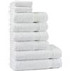 Tuiste Set Asciugamani Bagno Bianchi, Hotel, Cotone, 2 Telo Doccia 70x140cm + 4 Asciugamani 50x90cm + 2 Asciugamani Ospiti 30x50cm, Asciugamani Bagno Viso e Bidet Bianco, Morbidi, Assorbenti