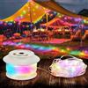 Axrye Catena Luminosa da Campeggio Arrotolabile, 20M Multicolore Luce da Campeggio Avvolgibile con 5 modalità illuminazione Ricaricabile tramite USB Impermeabile per decorazioni per cortile/tenda/festival