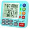 SURETIVIAN Timer da cucina digitale per cucina - Conto alla rovescia a 4 canali con allarme forte e modalità silenziosa, grande schermo, retro magnetico, memoria automatica per aula, studio, sala