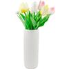 CiciIng Vaso in ceramica, alto 20 cm, a coste, moderno, decorativo per erba della pampa, vaso boho per casa, soggiorno, tavolo da pranzo, ufficio, decorazione (bianco)