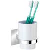 Wenko Turbo-Loc Quadro - Bicchiere per spazzolino da denti e dentifricio, fissaggio senza trapano, dimensioni: 7 x 9,5 x 10 cm, cromato