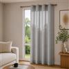 TEXTILE COLLECTION Tenda Canapone Roby Effetto Lino con Anelli - Media Coprenza 135×280 cm - 8 Colori Disponibili (Grigio)