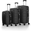 Juskys Set valigie rigide 3 pezzi - ABS - con ruote girevoli, lucchetto a codice e manico telescopico - trolley da viaggio - colore nero