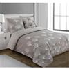 VISION - Set di biancheria da letto reversibile GINKO - 100 % cotone - 1 copripiumino 200 x 200 cm + 2 federe 65 x 65 cm - Beige