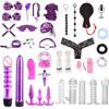 Qoosea Set Bondage 34 Pezzi per San Valentino, SM Sessuale Set Restrizioni BDSM con Plug Anale Manette Caviglia Morsetti Capezzoli, Sex Toys Giocattoli Sessuali Erotici per Coppie Uomo Donna(Viola)