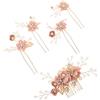 Zerodeko Set 5 Pezzi Fermagli per Chioma da Sposa con Cristalli e Perline Rosa, Design Elegante e Romantico, Materiale Plastico Tenuta Sicura, Accessori Chioma per Matrimonio e Cerimonia