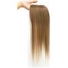 QRSTUVXZY Topper for capelli umani da 16 pollici for donne, base in seta svizzera traspirante da 3 * 4 pollici con clip in pezzi di capelli 110 densità(6)