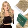 Easyouth Extension Capelli Veri Biadesivo Highlight Blonde Extensions Adesivo Remy Biondo Bianco Extension Capelli Veri Adesivo Invisibile #P27/613 50g 20pz 55cm